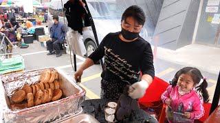 Lovely country granny's favorite snack Peanut bread(Chrysanthemum bread) - Korean street food