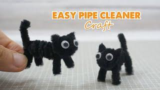  Easy Tiny Kitten Pipe Cleaners Craft | How to make a pipe cleaner mini cat for Halloween