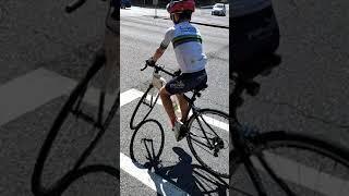 Road bike balance game is strong with this 10 year old