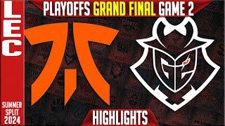 FNC vs G2 Highlights Game 2 | GRAND FINAL LEC Playoffs Summer 2024 | Fnatic vs G2 Esports G2