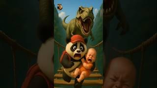 Pandasaves a babyfrom dinosaur| But what he does at the end will shock you #shorts#ai#panda#baby