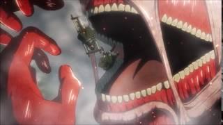 Attack on titan colossal titan eats Ymir and an unknown mystery titan in human form.