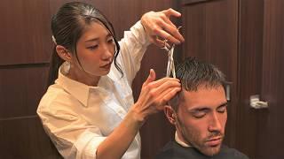 (ASMR) Full Male Grooming Package by Japanese Lady Barber Kokoro at Premium Barbershop Hiro Ginza