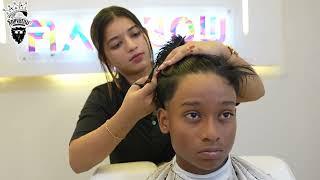 ASMR HAIRCUT BY FEMALE BARBER | RAINBOW BEAUTY AND TATTOO#haircut#rainbowasmr#hairstyle#fadehaircut