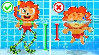 LionET | Long Legs vs Short Legs!  Safety Regulations in Swimming Pools  | Cartoon for Kids