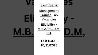 Exim Bank Management Trainee Recruitment 2023