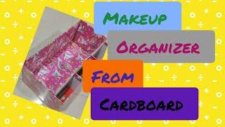 Makeup organiser from Cardboard box, waste material craft ideas #shorts #shortvideo #youtubeshorts