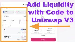 Stake tokens on Uniswap V3 with code, programmatically | Add liquidity with JavaScript