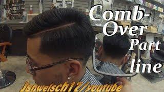 Mens combover haircut /How to shave the part line/mens comb over hairstyle