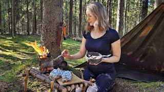 Solo camping | Campfire Desserts | Primitive Shelter | Бушкрафт | Лесные сладости | Стейк в лесу