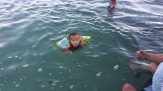 Merizo Pier 1 year old swimming