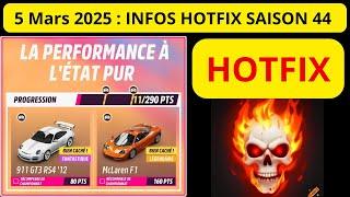  5  MARS 2025   INFORMATIONS IMPORTANTES CONCERNANT LE HOTFIX DES BUGS DE LA SAISON 44.  FH5.