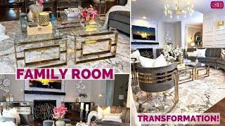 GLAM FAMILY ROOM  TOUR AND IDEAS ⭐ FIRST REVEAL!!! ⭐ How to Decorate a Living Room