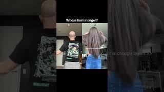 WHOSE HAIR IS LONGER? ‍️ #hair #hairstyle #haircare #youtubeshorts #shorts #trending