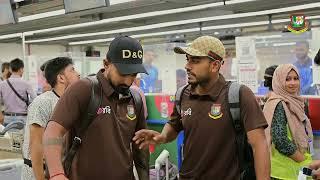 Bangladesh team departs for their Test and T20i series, ready for the challenge ahead.