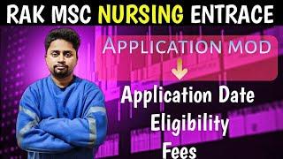 RAK msc entrance 2025 | Application date | Application mode| Eligibility | Fees |#MscNursingentrance