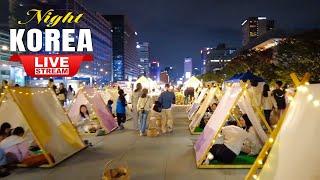 Live Korea Seoul  Walk Tour Seoul  Exciting Korea Food Street Walking | Jongno Night Street