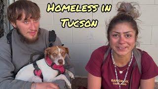 Young homeless couple living on the streets of Tucson