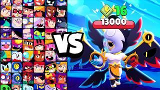 DARK ANGEL EDGAR vs ALL BRAWLERS! With 16 POWER-UPs! | Brawl Stars