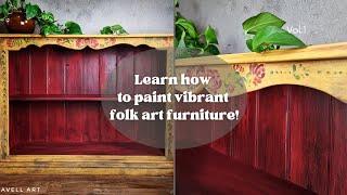 How to Paint Colourful & Rustic Folk Art on Furniture | DIY Painted Furniture