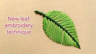 || New leaf embroidery technique || Double knot stitch embroidery by RadhaRani Handwork ||