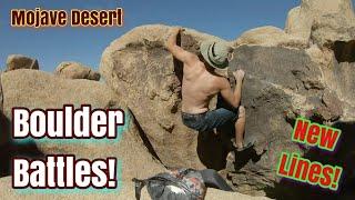 Boulder Battles: Bouldering The Home Crag - 4 New Lines - Mojave Desert, California