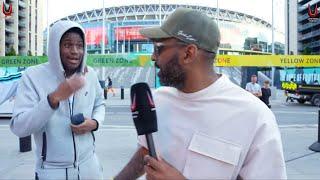 Flex clashes with a Man City fan outside Wembley