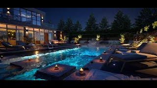 A Private Luxury Pool 24/7 With Relaxing Water Feature | 4K