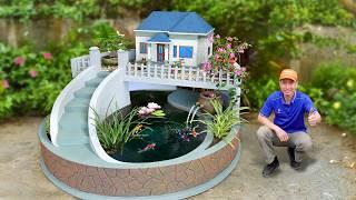 How to build unique miniature house fish tank in backyard