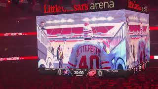 Zetterberg dropping ceremonial first puck at the home opener at LCA