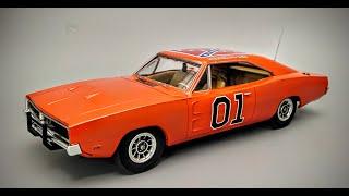 My First General Lee! 1969 Dodge Hemi Charger R/T 1/25 Scale Model Kit Build How To Assemble Paint