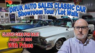 CLASSIC CAR SHOWROOM TOUR - Cars FOR SALE - Druk Auto Sales - Classic Car Lot Walk - August 24 2024