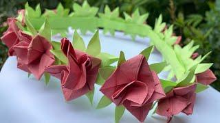 HOW to make origami roses Headband? Manualidades Memy