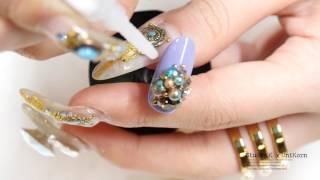 UniKorn 獨角獸專業美甲教學 凱莉排鑽小小複習 Swarovski Rhinestone Nail Design Review