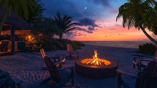 Relaxing Sunset Ambience At Sea | Overcome all Stress with The Gentle Sound of Fire and Ocean Waves