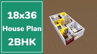 18x36 House Design 2BHK || 18x36 House Plan || 600 Sqft Ghar Ka Naksha || 3D Small Home Design