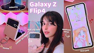 Samsung Galaxy Z Flip 4 Unboxing (Pink Gold ) | Review + Aesthetic Accessories ️