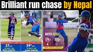 Kushal Bhurtel 65 was brilliant | Bhim Sharki, Aarif Sheikh shows their T20 skills | NEPAL vs NED