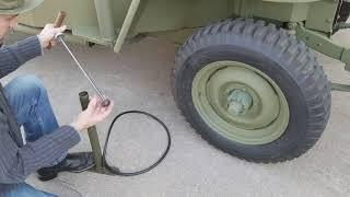 WW2 Jeep Hand Tire Pump US ORD Wood Handle