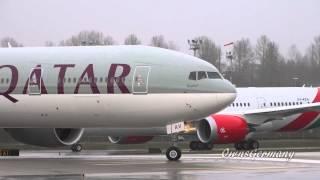 Soaking Wet Qatar Airways Boeing 777-300ER Delivery Flight @ KPAE Paine Field