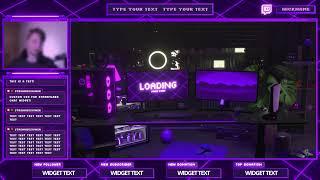 PURPLE RETRO NEON STREAM OVERLAY PACKAGE