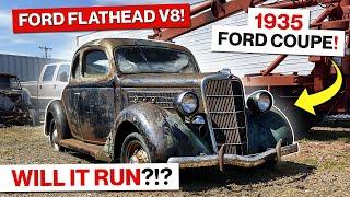 Abandoned 1935 Ford Coupe! Flathead V8 Engine Parked for 50 Years! Will It Run?!? Bonus C10 Giveaway