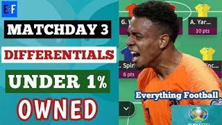 MATCHDAY 3 BEST DIFFERENTIAL PICKS!! | TRANSFERS, WILDCARD & LIMITLESS | EURO 2020 FANTASY