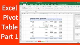 Excel Pivot Table Part 1 | အခြေခံ Pivot Table သုံးနည်း | ကွန်ပျူတာသင်ခန်းစာ | Experience Sharing