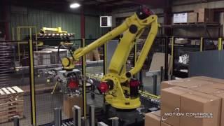 Multi-line Robotic Roll and Case Palletizer - Motion Controls Robotics