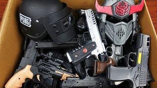 Box Full of Toy Realistic Black Guns - Pubg Lite Helmet & Toy Mask