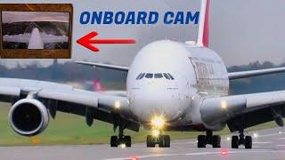 Emirates A380 landing with ONBOARD TAIL CAM Footage