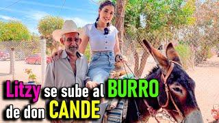 Don CANDE le presta su BURRO. a LITZY y ella se monta