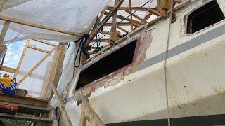 Removing aft portholes! The restoration of SY Carla part 16