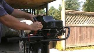 4 cycle AIR COOLED Briggs & Stratton outboard running (without tank because it's air cooled)